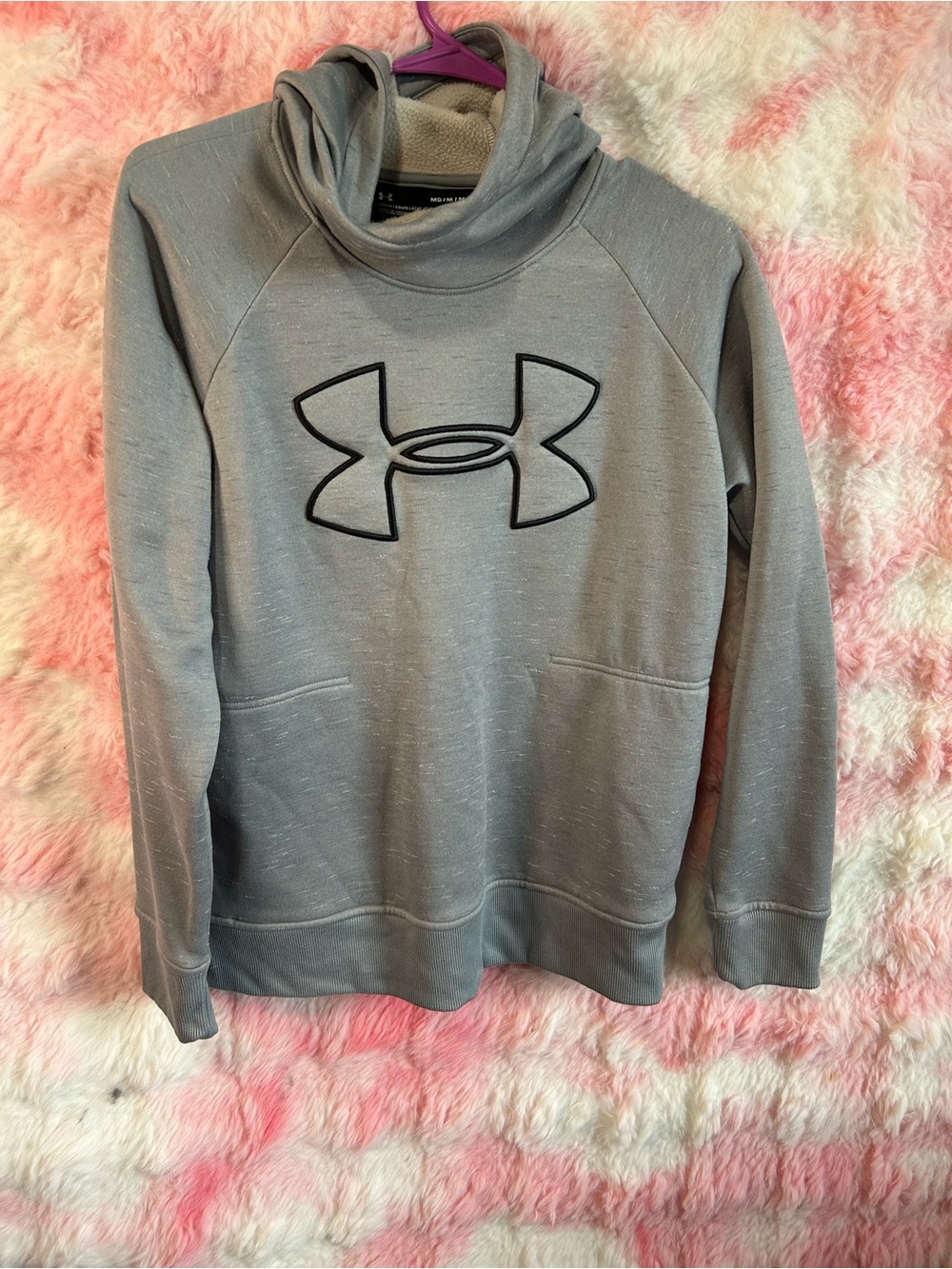 Under Armour Men's Light Gray Turtleneck Sweater with Black Logo